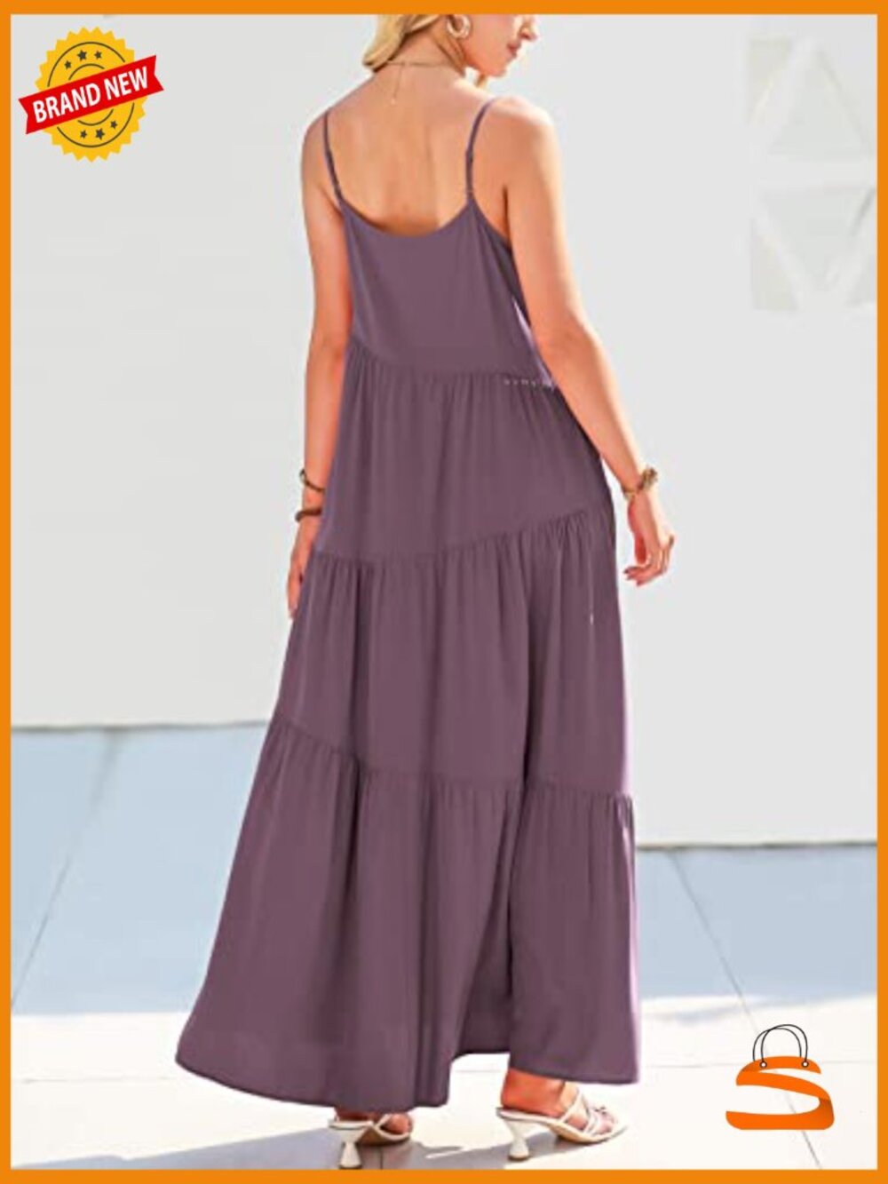 Women's Casual Loose Sleeveless Sundress Spaghetti Strap Flowy Maxi Dress - Picture 5 of 7